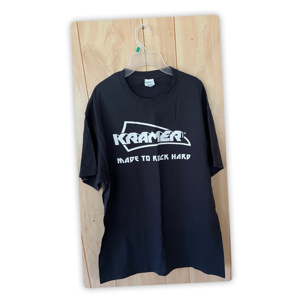 Vintage‎ 90's Kramer Guitars T-Shirt adult size L cotton black Made to Rock Hard